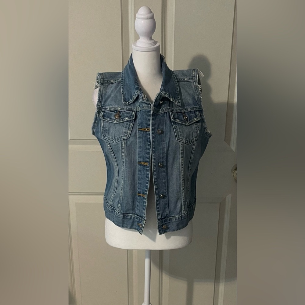 Embroidered Denim Vest